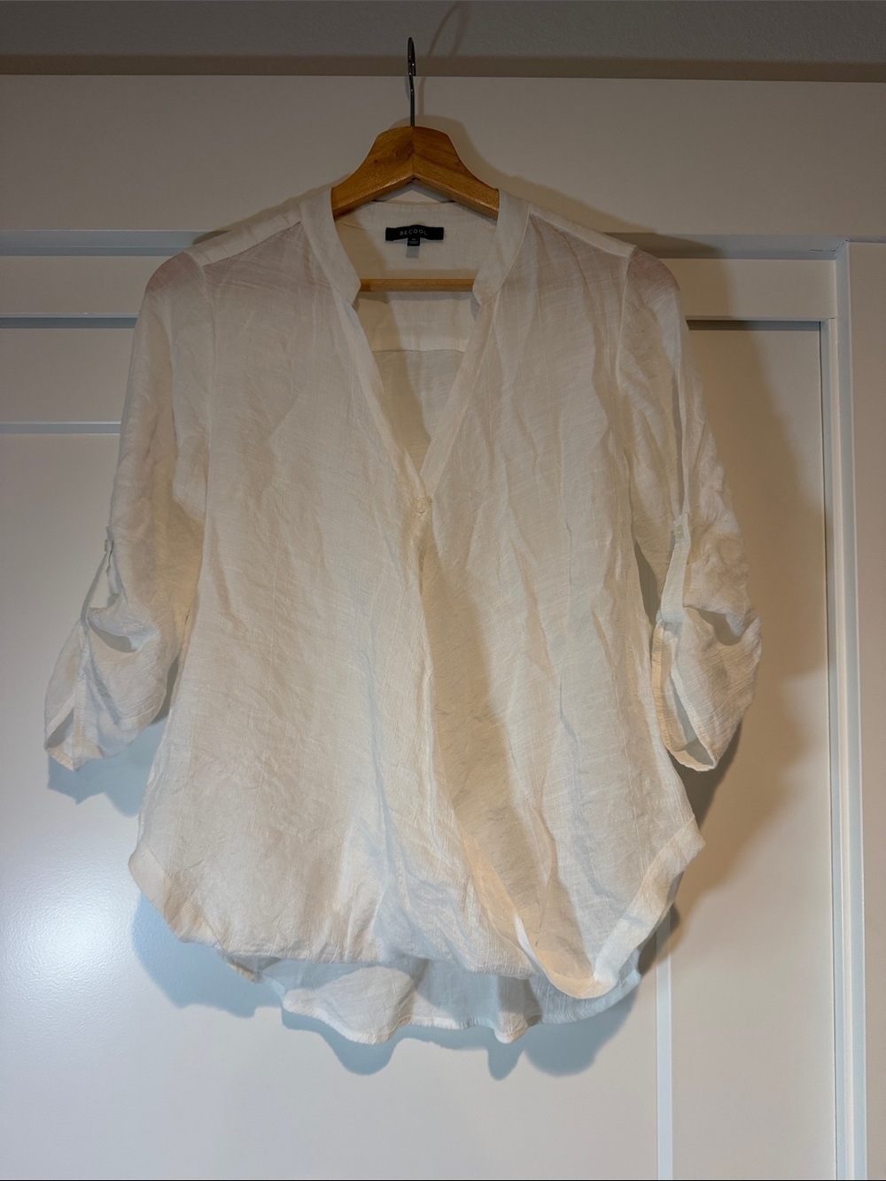 Women's White Button-Front Lightweight Blouse